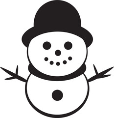 Charming Frosty Flurry Black Vector Winter Whimsy Joy Cute Snowman