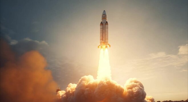 rocket that will fly into space. video 4k