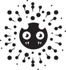 Infectious Whimsical Delight Cute Logo Playful Virus Wonder Black Icon Design