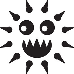 Friendly Microbe Joy Black Vector Design Viral Embrace Cute Black Logo Icon - obrazy, fototapety, plakaty