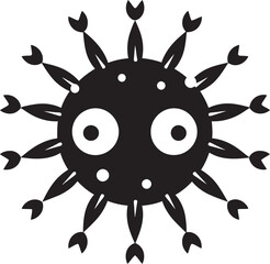 Whimsical Viral Joy Cute Logo Radiant Pathogen Serenade Black Icon
