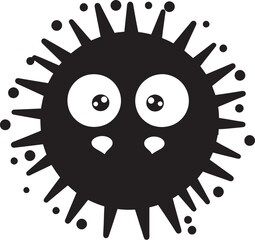Microscopic Cuteness Black Logo Icon Charming Virus Embrace Cute Vector
