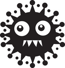 Microscopic Cuteness Black Logo Icon Whimsical Viral Flurry Cute Vector Design