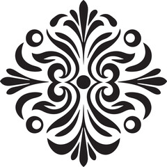 Intricate Symmetry Black Vector Icon Minimalist Ornamental Grace Logo Design