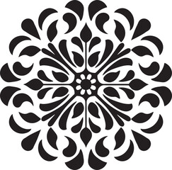Graceful Swirls Black Emblem Design Artistic Etchings Decorative Emblem Icon