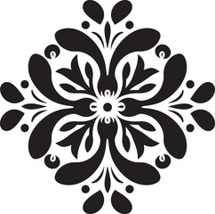 Timeless Elegance Black Ornament Emblem Intricate Accents Decorative Logo Icon