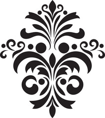 Refined Swirls Black Emblem Icon Vintage Elegance Vector Ornament Design
