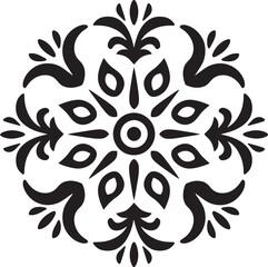 Chic Patterns Black Ornamental Icon Elegant Symmetry Decorative Vector Icon