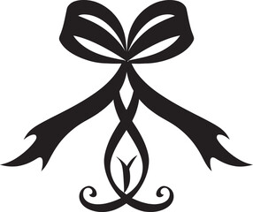 Chic Ribbon Patterns Decorative Black Logo Elegant Ribbon Essence Black Logo Icon