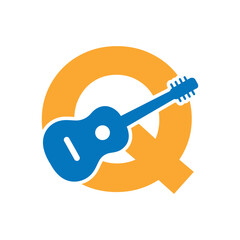 Gitter Logo combine with letter Q vector template