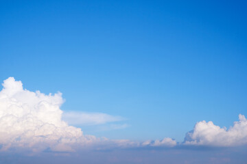 Beautyful large white cloud on bright sky background with top copy space, Nature view white cloud on the plane