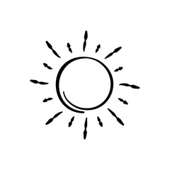 Simple doodle sun Outline 