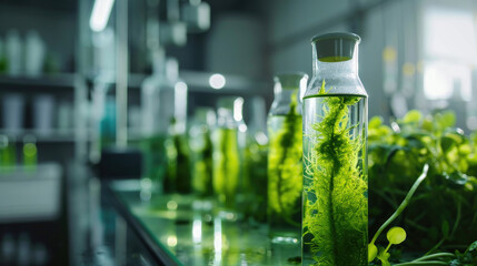 Photobioreactor in laboratory of algae fuel, biofuel industry project, Algae research in industrial laboratories for medicine