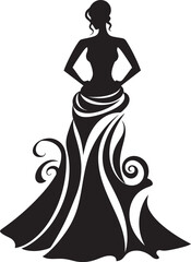 Couture Flair Womans Dress Vector Logo Contemporary Style Stylish Black Logo Dress