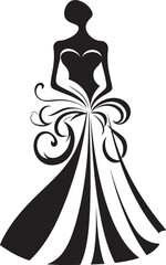 Designer Flair Black Logo Dress Design Chic Couture Womans Dress Icon