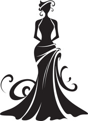 Style Statement Black Logo Dress Icon Glamorous Threads Vector Dress Emblem