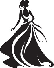 Elegant Draping Black Dress Icon Couture Couture Vector Dress Emblem
