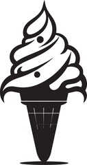 Divine Delight Black Cone Icon Design Scoopfuls of Joy Ice Cream Cone Emblem