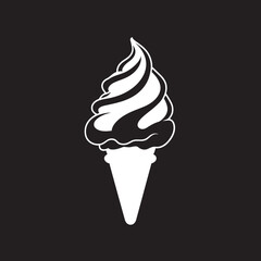 Sweet Whirls Black Logo Cone Design Frosty Delight Ice Cream Cone Vector
