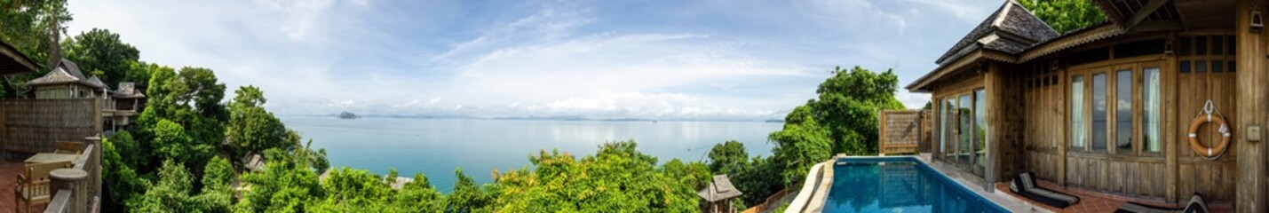 Villa panorama with turquoise sea summer and blue sky , Koh yao yai , Thailand