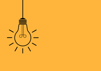 Light Bulb with Idea Concept on Yellow Background. Idea, Innovation, Inspiration and Creativity Concept. Vector Illustration.