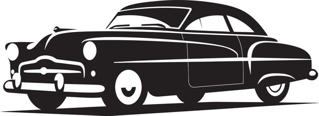 Heritage Wheels Black Car Icon Retro Classics Car Emblem Design