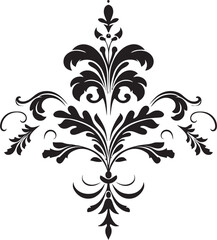 Antique Whorls Black Filigree Emblem Retro Elegance Vintage Deco Icon
