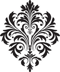 Luxurious Etchings Vintage Emblem Design Artistic Flourish Black Deco Emblem