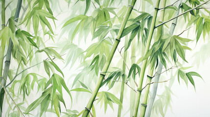 watercolor bamboo tree. - obrazy, fototapety, plakaty