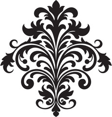 Timeless Opulence Black Filigree Emblem Ornate Charm Vintage Emblem Icon