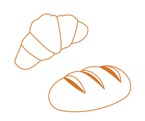 Bread and bakery vector design art. Cute icon of kinds of fresh tasty bread 
