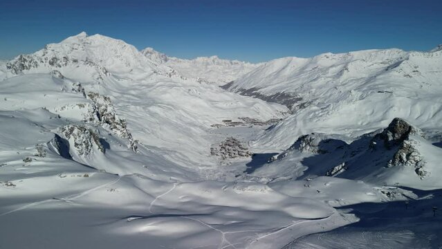 Tignes ski resort in snow-covered French alps