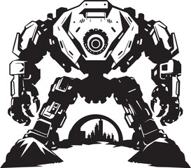 Warrior Vanguard Robot Emblem Icon Armored Enforcer Black Logo Robot