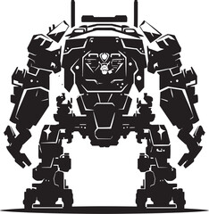 Armored Enforcer Black Logo Robot Tech Sentinel War Icon Emblem