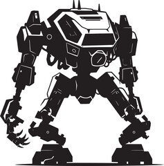Futuristic Guardian War Emblem Icon Iron Sentinel Black Robot Emblem