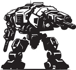 Combat Vanguard Black Robot Icon Battlefield Gladiator War Emblem Design