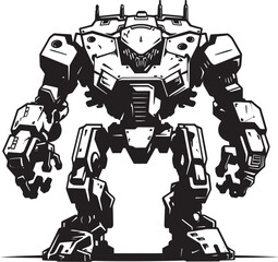 Futuristic Enforcer Black Logo Robot Iron Legionnaire War Icon Design