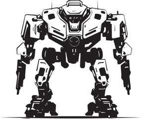 Iron Behemoth War Icon Design Cybernetic Guardian Black Robot Emblem