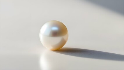 A minimalist and simple photograph of a single, perfect pearl, with its smooth and lustrous surface, illuminated by a soft natural light.

