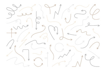 Set of hand drawn arrows. Vector illustration.