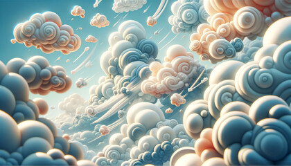 A cartoon clouds background, perfect for Adobe Stock, in a 16_9 ratio, detailed, and with no text.