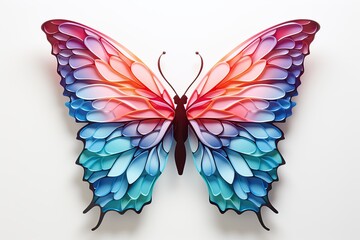 gradient butterfly shape in pastel color on white background