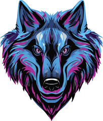 Wolf Illustration Wildlife Drawing, Artistic Animal Mascot  Vibrant T-shirt design, Sports Team Logo Graphic Tattoo Style 