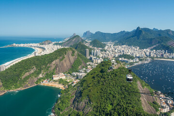Rio de janeiro, Brazil. Sugarloaf Mountain Cable Car. Aerial view of the city. Urca hill, Red...