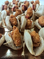 Lille, December 2023 - Food trays prepared for a thesis presentation - Breaded chicken