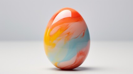 a colorful isolated egg, its lively colors and delightful presence adding a sense of joy to the frame against a minimalist white surface.