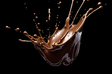 Image of dark Chocolate splash isolated on black background.