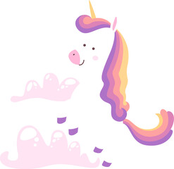 Unicorn Walking On Clouds
