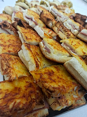 Lille, December 2023 - Food trays prepared for a thesis presentation - Croque Monsieur