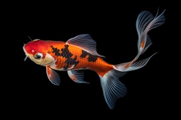 Koi fish japan colorful swimming in dark water. ai generative